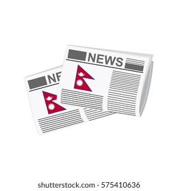 Illustration of Newspapers, Newspapers with Nepal Flags