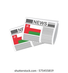 Illustration of Newspapers, Newspapers with Oman Flags
