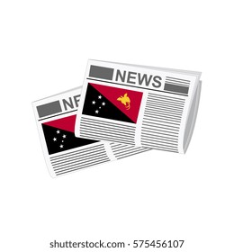 Illustration of Newspapers, Newspapers with Papua New Guinea Flags