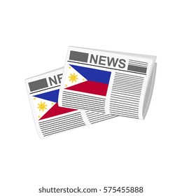 Illustration of Newspapers, Newspapers with Philippines Flags
