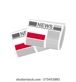 Illustration of Newspapers, Newspapers with Poland Flags
