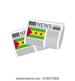 Illustration of Newspapers, Newspapers with Sao Tome and Principe Flags