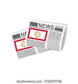 Illustration of Newspapers, Newspapers with Sikkim Flags