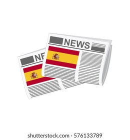Illustration of Newspapers, Newspapers with Spain Flags