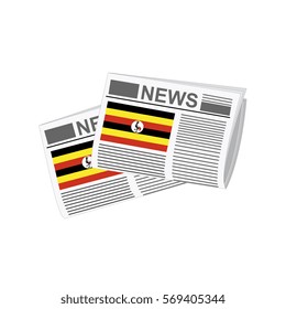Illustration of Newspapers, Uganda Flag, Newspapers with Uganda Flag