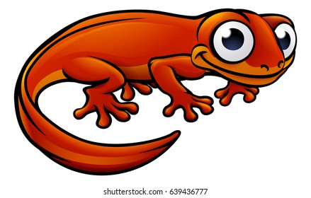 An illustration of a newt or salamander cartoon character