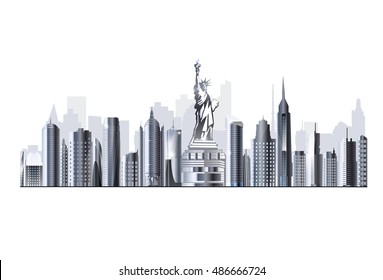 Illustration Of Newyork City Skyline. Highly Detailed Vector