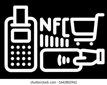 illustration of the nfc wireless contact technology icon outline service