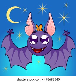illustration of nice bat on night background