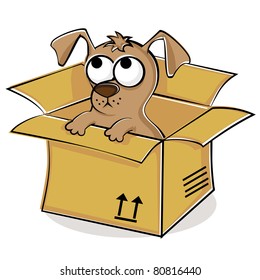 Illustration of nice puppy in box