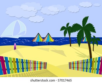 illustration nice tropical beach