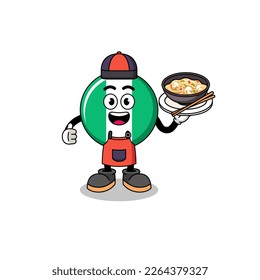 Illustration of nigeria flag as an asian chef , character design