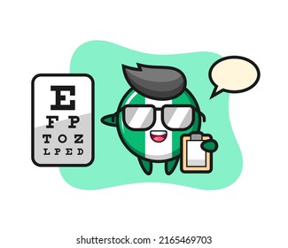 Illustration of nigeria flag badge mascot as an ophthalmology , cute style design for t shirt, sticker, logo element