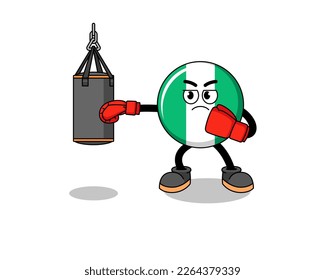 Illustration of nigeria flag boxer , character design