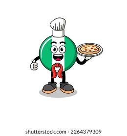 Illustration of nigeria flag as an italian chef , character design