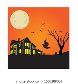 illustration night background festival halloween full moon on dark night