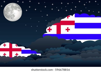 Illustration of Night Clouds, Night Clouds with Ajaria Flags