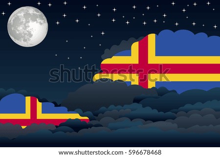 Illustration of Night Clouds, Night Clouds with Aland Flags