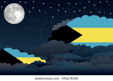 Illustration of Night Clouds, Night Clouds with Bahamas Flags