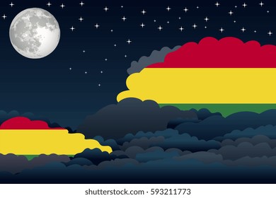 Illustration of Night Clouds, Night Clouds with Bolivia Flags