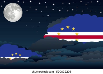 Illustration of Night Clouds, Night Clouds with Cape Verde Flags