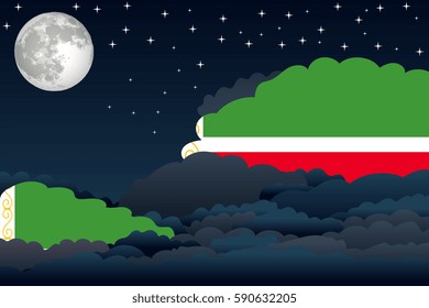 Illustration of Night Clouds, Night Clouds with Chechen Republic Flags