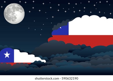 Illustration of Night Clouds, Night Clouds with Chile Flags