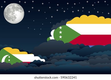 Illustration of Night Clouds, Night Clouds with Comoros Flags