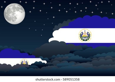 Illustration of Night Clouds, Night Clouds with El Salvador Flags
