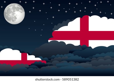 Illustration of Night Clouds, Night Clouds with England Flags