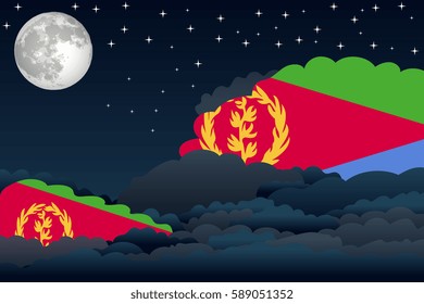 Illustration of Night Clouds, Night Clouds with Eritrea Flags