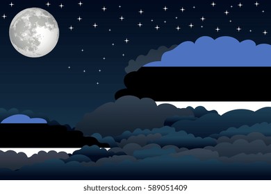Illustration of Night Clouds, Night Clouds with Estonia Flags