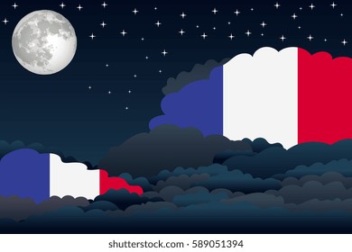 Illustration of Night Clouds, Night Clouds with France Flags
