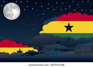Illustration of Night Clouds, Night Clouds with Ghana Flags