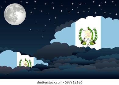 Illustration of Night Clouds, Night Clouds with Guatemala Flags