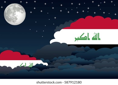 Illustration of Night Clouds, Night Clouds with Iraq Flags