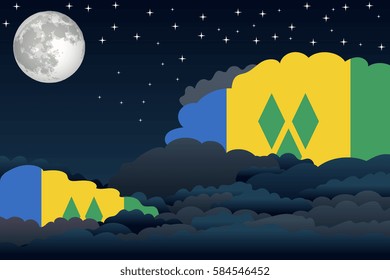 Illustration of Night Clouds, Night Clouds with Saint Vincent and the Grenadines Flags