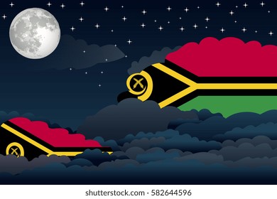 Illustration of Night Clouds, Night Clouds with Vanuatu Flags