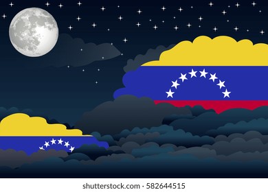 Illustration of Night Clouds, Night Clouds with Venezuela Flags