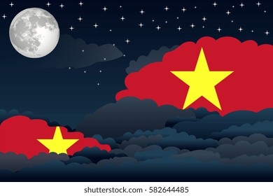 Illustration of Night Clouds, Night Clouds with Vietnam Flags