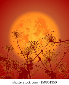 illustration of night flowers, background, vector clip-art