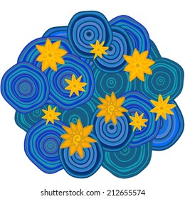 Illustration of a night hand drawn cloud with stars, vector illustration