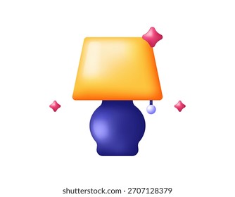 Ilustración de una luz de noche o lámpara de noche. Objetos, bien, interior, simbolos. Diseño de estilo 3D. El fondo blanco.