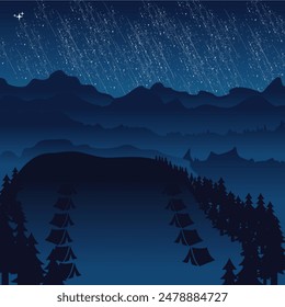 illustration of a night outdoors with a camping atmosphere