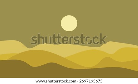 Illustration of night sky, full moon and mountains