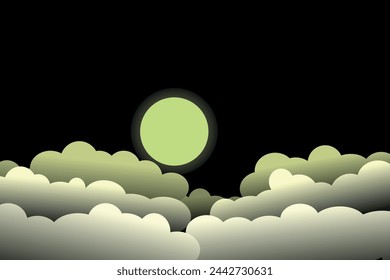 Illustration Nacht Himmel Mondwolken gelber Hintergrund