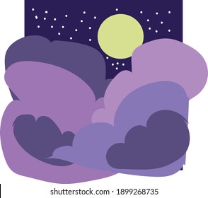 Illustration des nächtlichen Sternenhimmels mit Wolken aus Vektorgrafik.