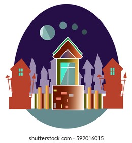 Illustration of night town