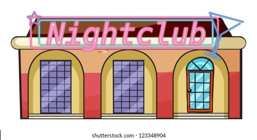 Illustration of a nightclub on a white  background