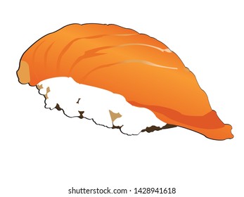 An illustration of nigiri sushi, in which sushi that commonly use with salmon fish